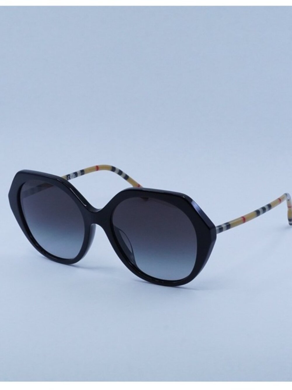 Burberry BE4375F 38538G Geometric Sunglasses Black Frame, Grey Lenses